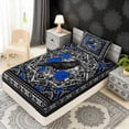thumbnail image 4 of Erosebridal Vintage Crow Twin Sheet Sets, Bohemian Aztec Mandala Bedding, Black Gray Blue, 3pcs 1 Flat Sheet, 1 Fitted Sheet and 1 Pillowcase, 4 of 5