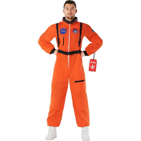 Morph Astronaut Suit Orange Costume Men Halloween Costume for Men Orange Small