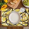 thumbnail image 4 of Yellow Geometric Placemats Set of 6, Farmhouse Abstract Black White Striped Placemats for Dining Table, Place Mats for Kitchen Tabletop, Waterproof Wipeable Dining Table Mats Set, 4 of 9