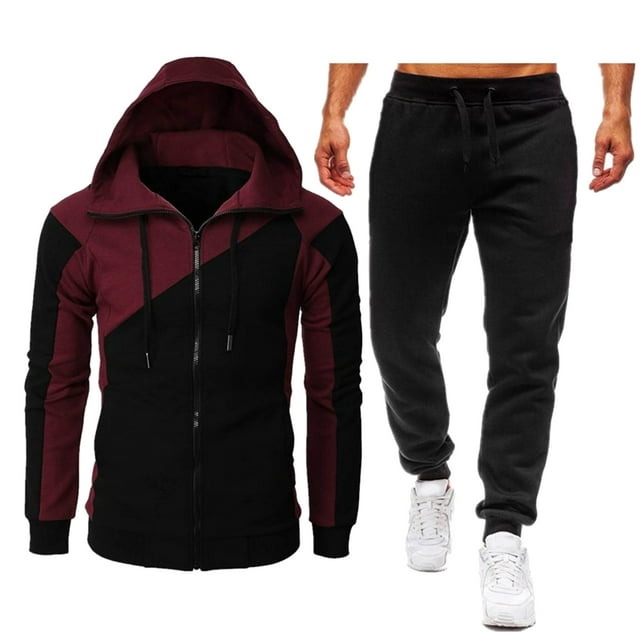 Cardigan à Capuche pour Hommes, Costume de Sport Décontracté, Confortable, Léger, Design Contrasté Élégant