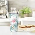 thumbnail image 2 of Flamingo Tumbler with Lid and Straw, 20 Oz Stainless Cup Steel Insulated Water Bottle Travel Coffee Mug, Flamingo Gifts for Women, 2 of 6