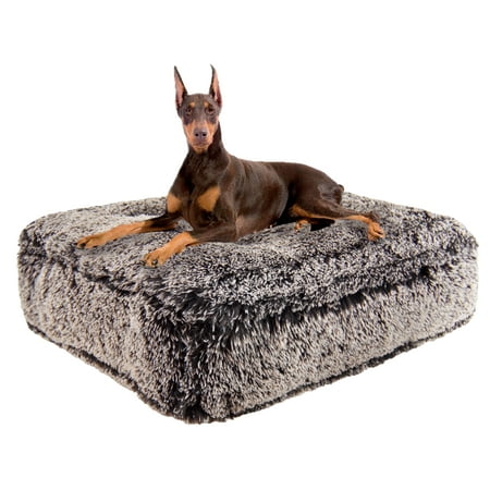 Bessie and Barnie Frosted Willow Luxury Extra Plush Faux Fur Rectangle Pet/Dog Bed - Large
