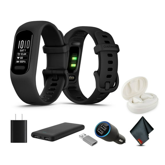 Garmin vívosmart 5, Fitness Tracker, Long-Lasting Battery, Simple Design, Black Large Bundle With USB Wall Charger   More