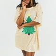 thumbnail image 3 of Cathery Women's Sequin Glitter Shirt Dress Christmas Tree Graphic 3/4 Sleeve Mini Dresses Party Club Loose Short Dress, 3 of 6