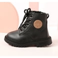 thumbnail image 1 of PatPat Botas de cuero con cordones para niñas y niños, estilo pato, altas, ideales para la escuela, en negro, blanco y rosa (tallas de niño pequeño a niño grande), regalo perfecto., 1 of 7