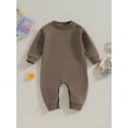 thumbnail image 3 of Musuos Baby Boys Girls Fleece Sweatshirts Rompers 3 6 9 12 18M Long Sleeve Solid Color Jumpsuits Fall Toddler Clothes Bodysuits, 3 of 10