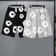 thumbnail image 2 of Summer Men Shorts Flower Print Drawstring Elastic Waist Loose Pockets Pleated Vacation Beach Sport Casual Homewear Short Pants, 2 of 5