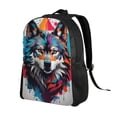 thumbnail image 2 of Fotbe Tie-Dye Wolf Head Mochila de Viaje para Laptop, Mochila Ejecutiva Delgada y Resistente 15.6", 2 of 8