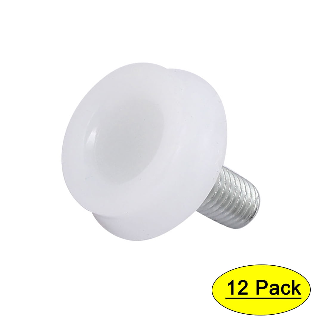M8x20mm Plastic Base Furniture Glide Leveling Foot White Silver Tone 12pcs