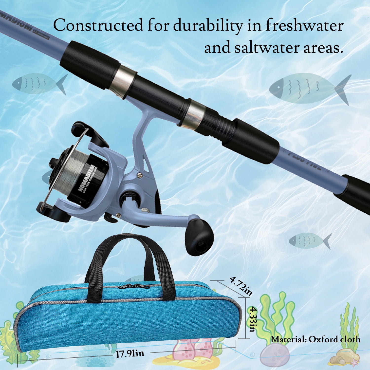 OUTGOO Kids Fishing Pole, Portable Telescopic Fishing Rod and Reel Combo Kit - with Spincast Fishing Reel Tackle Box for Girls, Youth