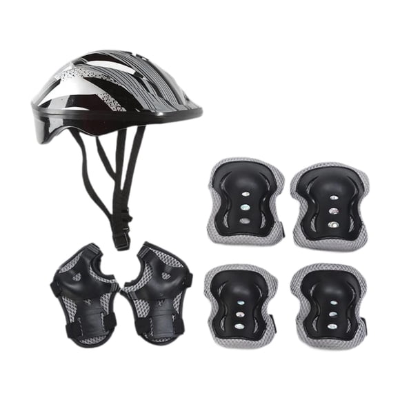 Juego de rodilleras y casco de bicicleta Zulema para niños Plata