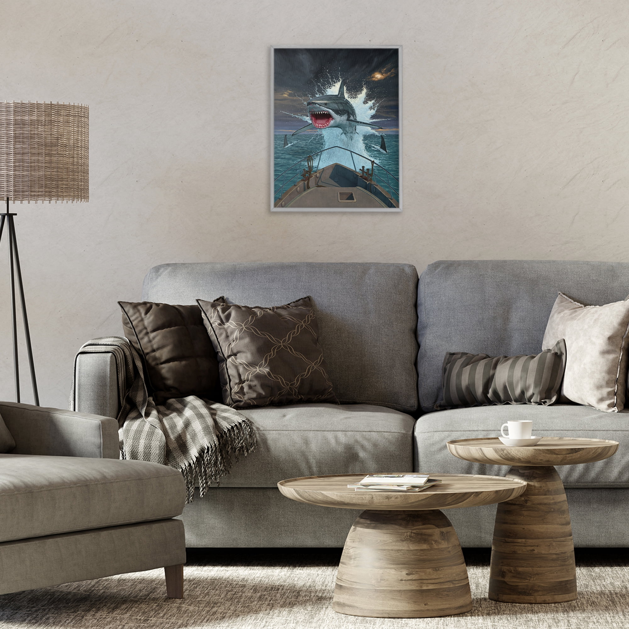 Stupell Industries Fish Out Of Water Gray Framed Giclee Art, design by Vincent Hie