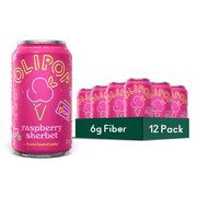 Olipop Prebiotic Soda Pop, Raspberry Sherbet, High Fiber, 12 fl oz 12 Pack