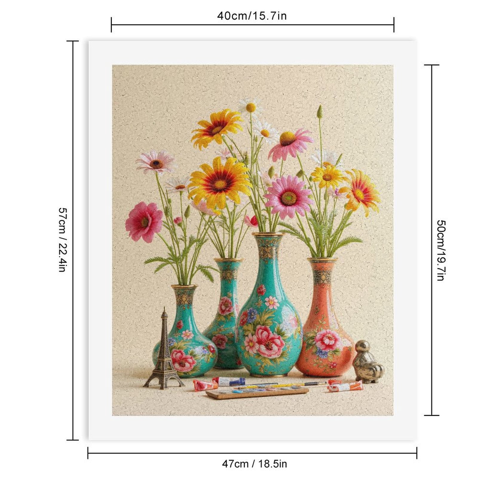 Paint By Numbers Kit for Adults Beginner - Colorful Floral Vases Art Supplies DIY Canvas Painting Kits for Adults, Frameless Paint By Number for Adults for Home Wall Decor 16x20 Inch