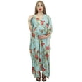 thumbnail image 3 of Bimba Moms Light Blue Floral Printed Kaftan With Belt Maternity Maxi Dress-22, 3 of 6