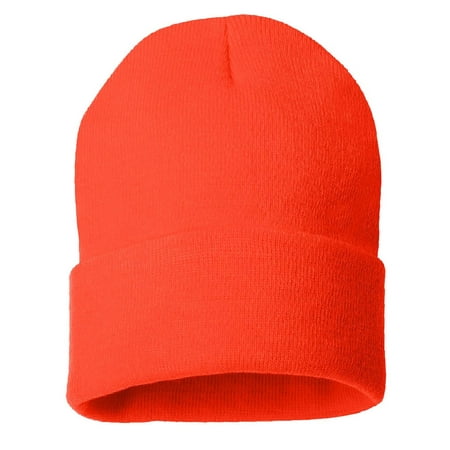 Daily Knited Plain Beanie - Stay Warm Stylish Stretchy Soft Beanie Hats for Men and Women, 12 inch, Blaze Orange