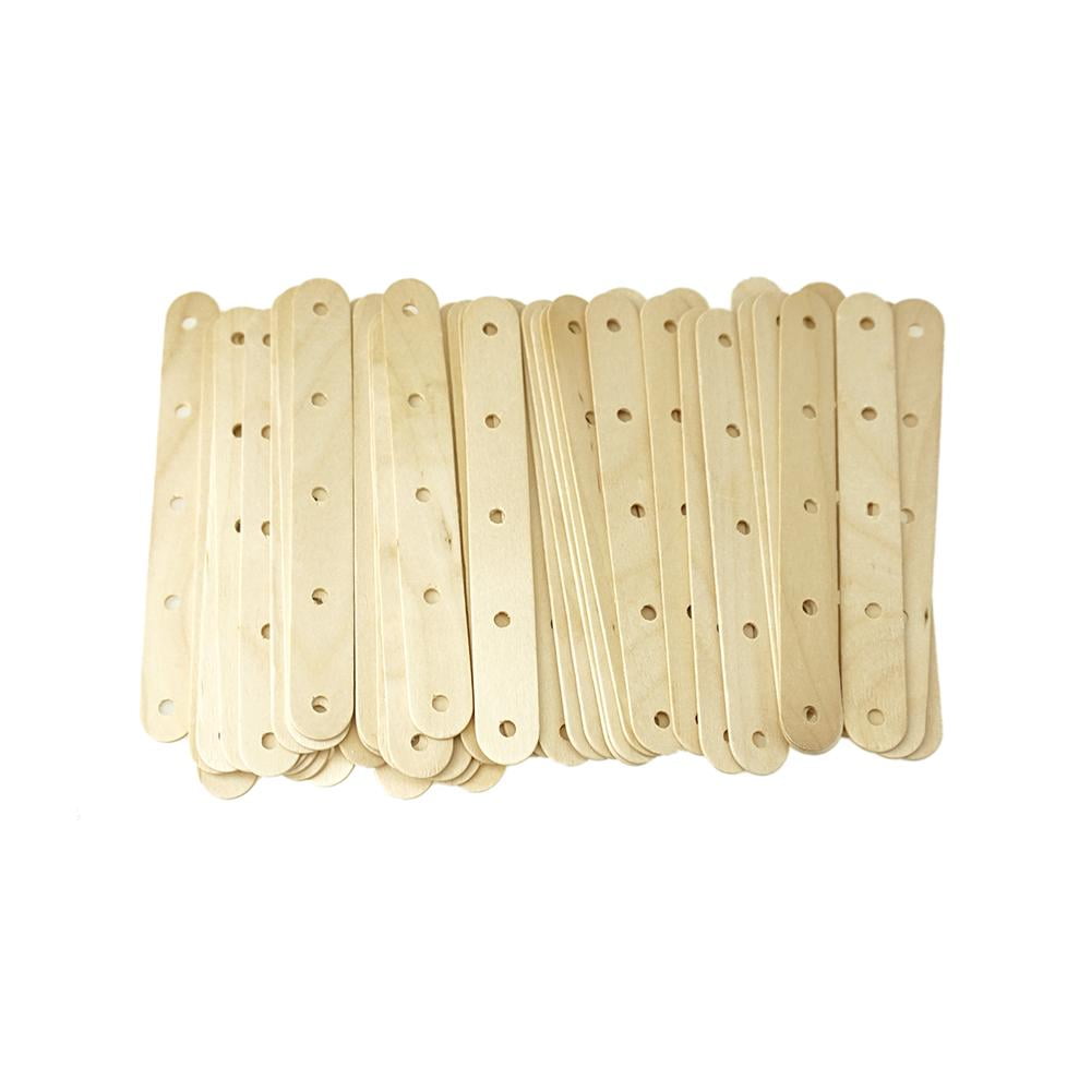 Wooden Craft Popsicle Sticks with Holes, Natural, 6Inch, 50Count