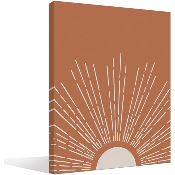 Boho Sun Wall Art,Sunrise Sunset Wall Print,Neutral Geometric Boho Wall Decor,Mid-Century Modern Canvas Wall Art for Living Room Bedroom Bathroom 11×14 Inch