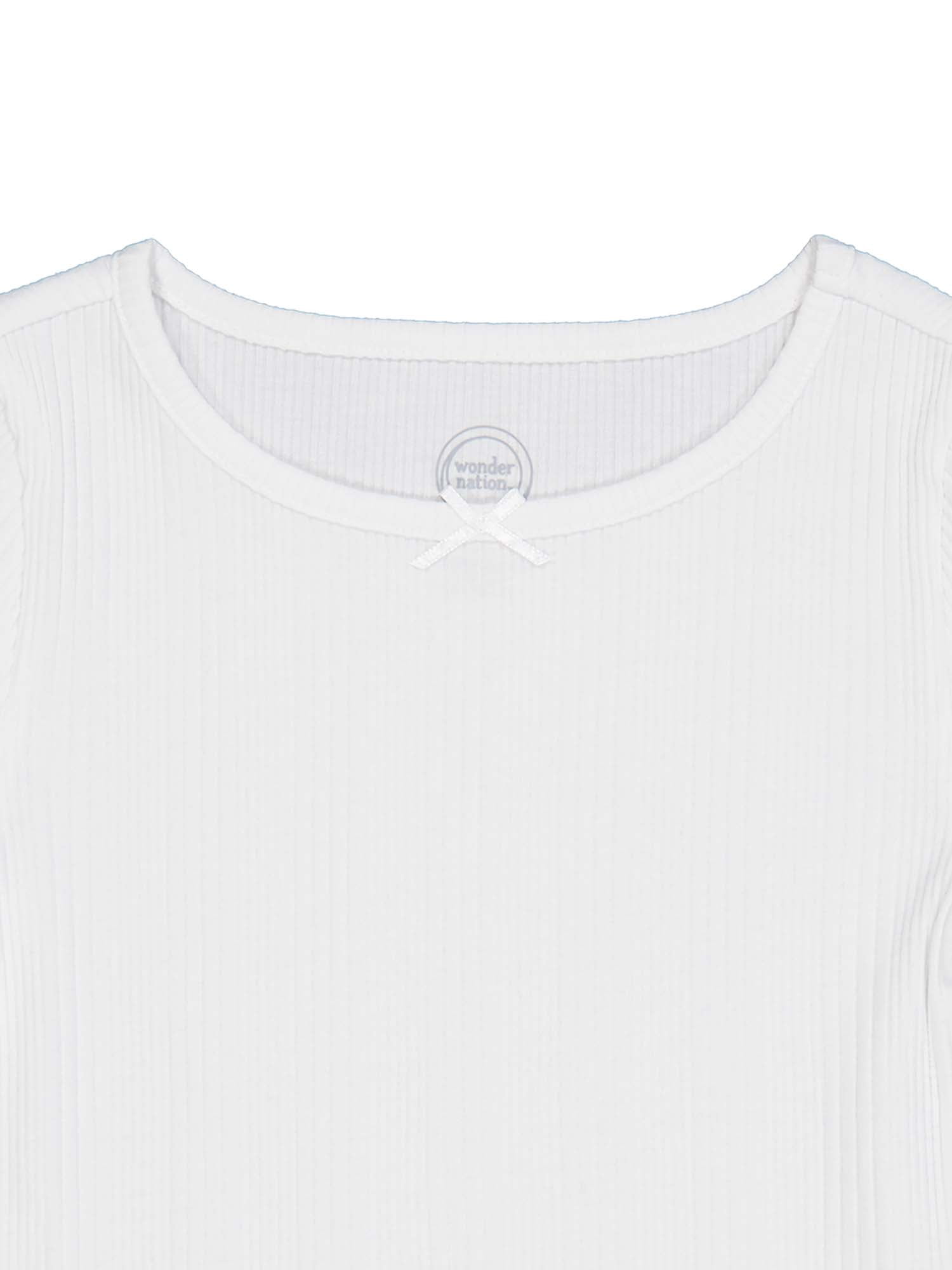 Wonder Nation Girls Short Sleeve Rib Tee, Sizes 4-18 & Plus