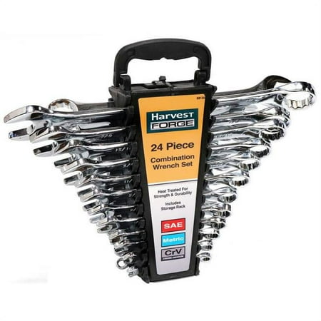 UPC: 0035794880279 | Harvest Forge 88130 SAE & Metric Combo Wrench Set – 24 Piece