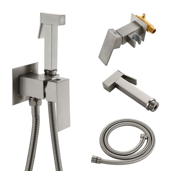 Cobbe Adjustable Temperature Handheld Bidet Sprayer kit for Toilet Bathroom Wall Mounted Toilet Attachment for Hygienic Cleaning Brushed Nickel