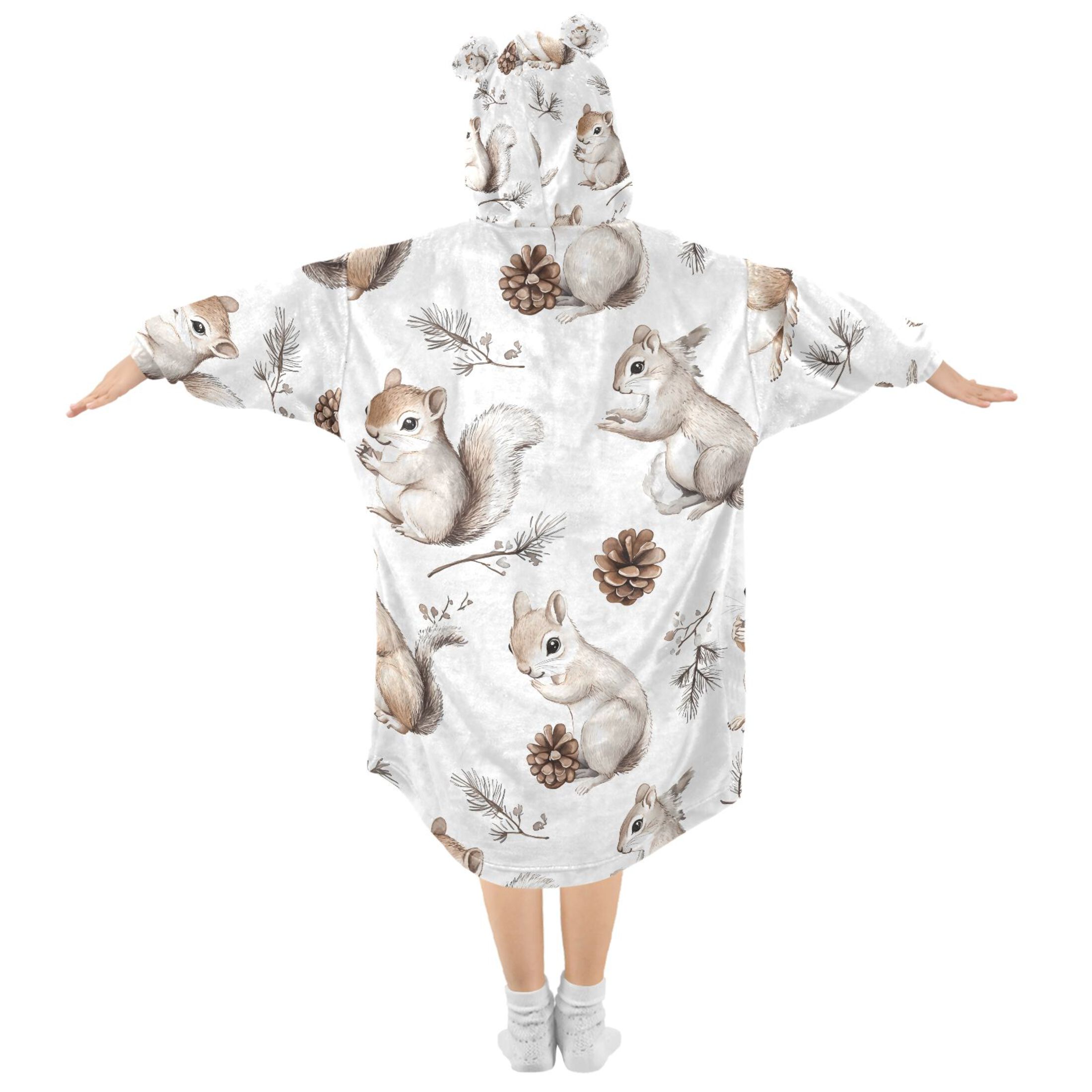 joogoo Blanket Hoodie for Squirrels Cute Oversize Sweatshirt 3-14 YR L