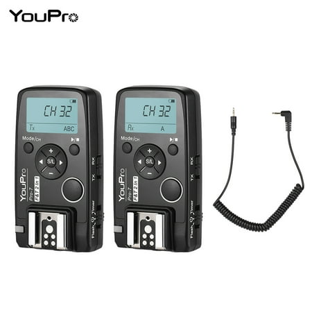 YouPro Pro-7 Wireless Shutter Timer Remote and Flash Trigger 2in1 with E3 2.5mm PC Sync & Shutter Cable for Canon 80D 77D 800D 760D 750D 700D 650D 600D 550D/ Rebel T2i T3i T4i T5i T6i T6S T7i 1300D