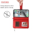 thumbnail image 5 of Dteck for iPhone 16 Pro Wallet Case, 2 In 1 Detachable Protective Phone Case Women Men Kickstand flip Cover Wrist Strap Zipper Credit Card Holder Slots for iPhone 16 Pro,Red, 5 of 6