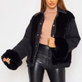 thumbnail image 2 of CEHVOM Mode Femmes Cardigan Décontracté en Peluche Patchwork Veste Manteau Liquidation, 2 of 4