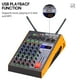 thumbnail image 5 of Mezclador de audio Mezclador de audio BT profesional de 4 canales con 2 micrófonos inalámbricos Consola de mezclas digital LED Amplificador incorporado con conexión USB EQ de 3 bandas Ajuste de reverb Abody  Mezclador de audio, 5 of 6