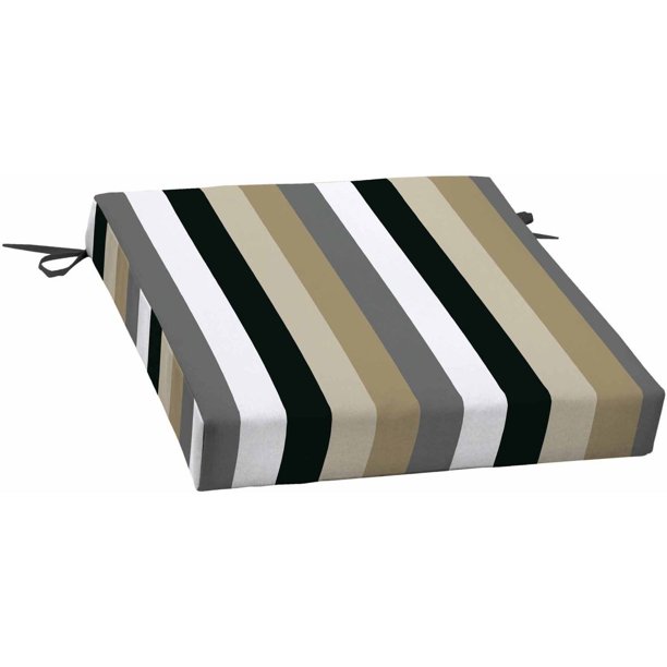 Mainstays Grey Stripe 21" x 21" Outdoor Patio Dining Seat Cushion