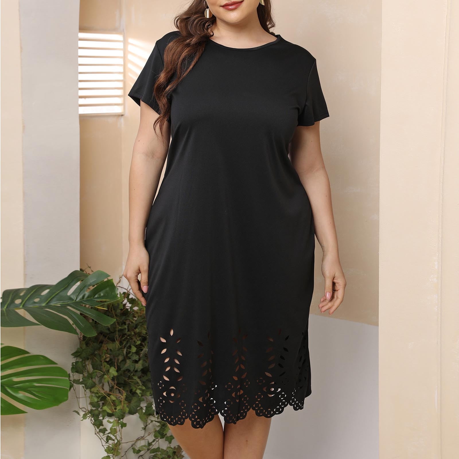 Fashion Large Dresses Dresses For Women Plus Size Short Sleeve