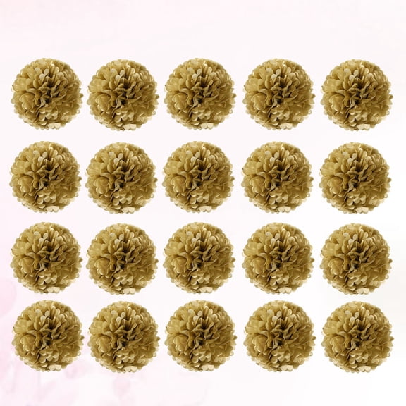 Minkissy 20 Pcs Golden Paper Poms Pom Wall Hanging for Birthday Celebration