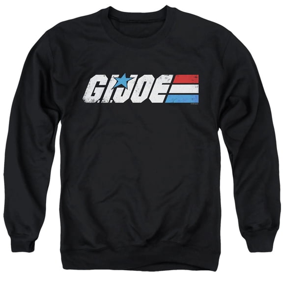 G.I. Joe Distressed Logo Unisex Adult Crewneck Sweatshirt, Black, Large