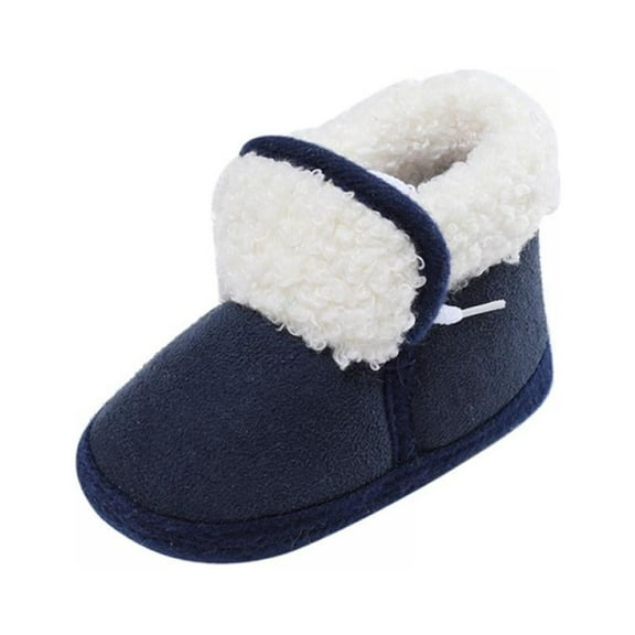 Baywell Baby Boys Girls Warm Winter Boots Soft Sole Anti-Slip Newborn Infant Prewalker Toddler Snow Boots Dark Blue 0-6 Months