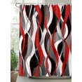 thumbnail image 2 of Red Black Grey Abstract Stripe Shower Curtain, Modern Twisted Lines Bathroom Decor Curtains Set with Hooks, Waterproof Fabric Home Accessories， 72 X 72 Inch Long, 2 of 6