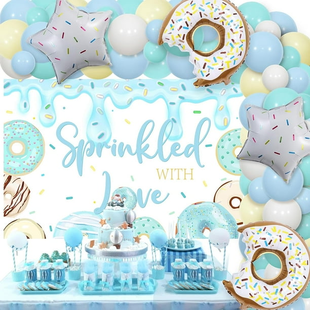 Donut Sprinkle Baby Shower Decorations Boy Blue Sprinkled with Love