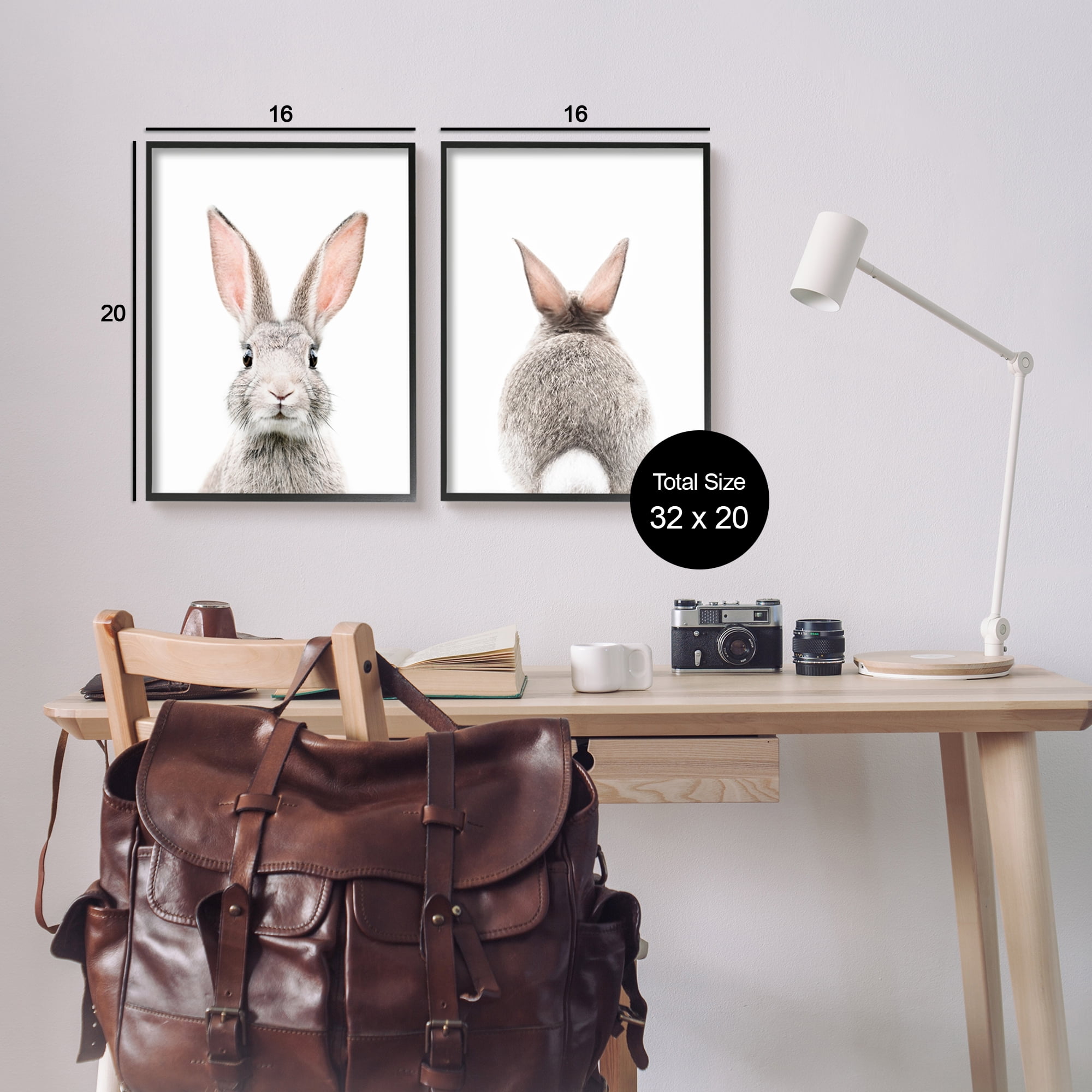 Stupell Industries Back & Front Bunnies Animals & Insects Painting Black Framed Art Print Wall Art, 16 x 20, Set of 2