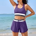 thumbnail image 5 of Womens Bikini Swimsuits 2 Piece Color Block Crop Tank Tops Boyshorts Bottom Athletic Full Coverage Bathing Suit, 2XL, 5 of 7