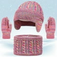 thumbnail image 2 of Bibifish 3 PCS Scarf Hat Glove Sets For Kid Winter Warm Knitted Neck Warmers Thermal Mittens Earmuffs Beanie Hats Cold Weather Sets, 2 of 6