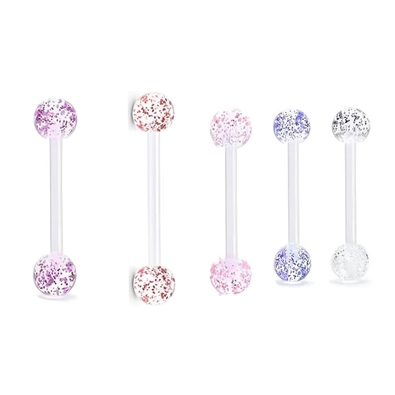 DESIGNICE 2026 New 5Pcs Tongue Rings,Firm Attachment Shake-Free Design Tongue Piercing Jewelry,Color-Lock and Consistent Glow Tongue Rings for Women,Color Mixing1