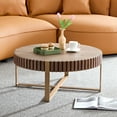 thumbnail image 4 of 31.5 Inch Round Coffee Table - Modern Walnut Finish And Metal Construction For Living Room Use Drum 31.5" Base Look For Spaces, 4 of 6