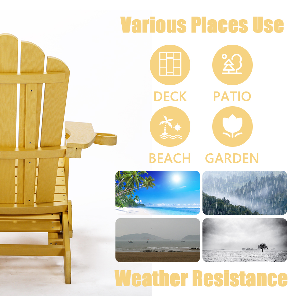 Wood Outdoor Adirondack Chair, Adirondack Chairs Folding Outdoor Patio Chairs, Wooden Accent Lounge Furniture for Yard, Patio - image 2 of 10