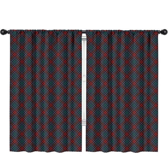 Blackout Kids Curtains,Red and Green Checkered Pattern Children's Insulated Curtains Set Of 2,Bedroom Essentials,Toddler Room Decor 52"x84"
