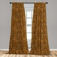 thumbnail image 4 of Ambesonne Leopard Curtains, Repeating Wild Animal Print, Pair of 28"x63", Dark Orange Charcoal Grey, 4 of 4