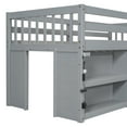 thumbnail image 6 of Miniyam Wood Twin Size Loft Bed with LED Light & Shelves for Kids and Teens, Gray, 6 of 6