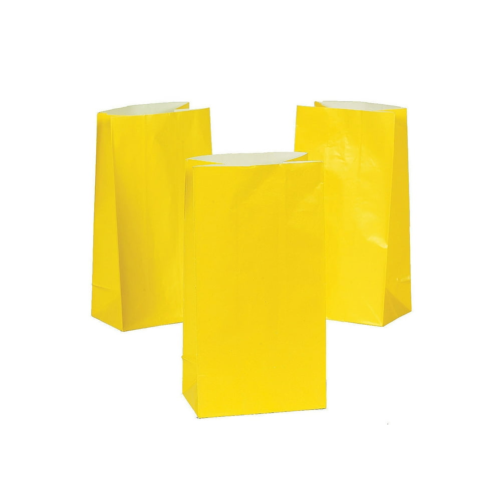 Yellow Paper Bags Party Supplies 12 Pieces
