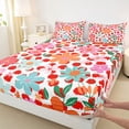 thumbnail image 3 of Manfei Colorful Flowers Twin Sheet Sets 3pcs for Teens Adults,Red Polka Dots Twin Fitted Sheet Microfiber,Chic Floral Blossoms Breathable Flat Sheet,Lightweight Room Decor, 3 of 7
