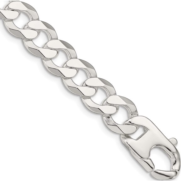 Sterling Silver 14mm Flat Curb Chain (9 X 14) Made In Italy qlb350-9