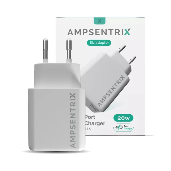 2 Plug 20W USB Type C And USB Type A Wall Power Adapter (220V EURO) - AmpSentrix